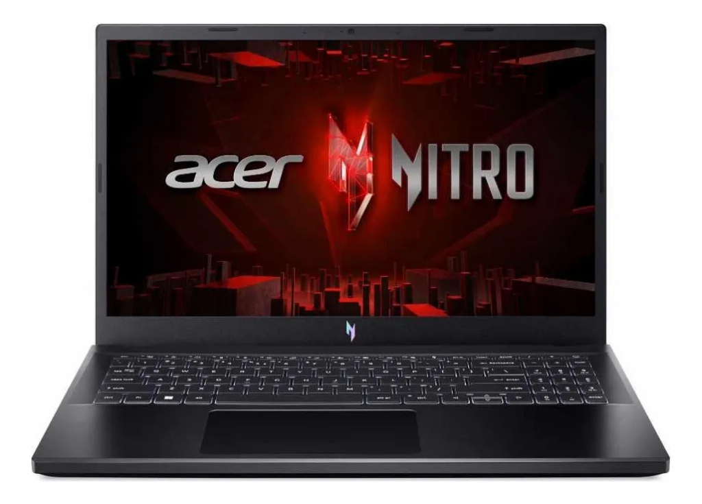 Notebook Acer Nitro V15 com tela exibindo logo Acer Nitro